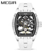 Men's Sports Mechanical Waterproof Watch Alloy Case Silicone Strap Barrel Shape