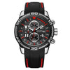 Men's Sports Multifunction Chronograph Calendar Watch Alloy Case Silicone Strap Round Dial