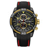 Men's Sports Multifunction Chronograph Calendar Watch Alloy Case Silicone Strap Round Dial
