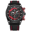 Men's Sports Multifunction Chronograph Quartz Watch Alloy Case Stainless Steel Clasp Silicone Strap Round Dial