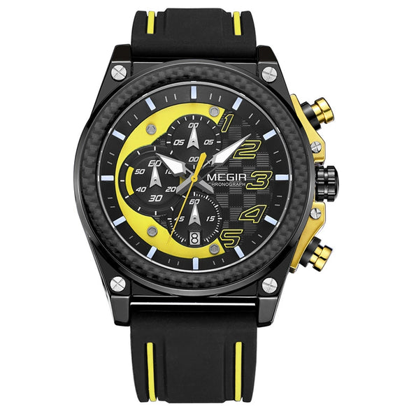 Men's Sports Multifunction Chronograph Quartz Watch Alloy Case Stainless Steel Clasp Silicone Strap Round Dial