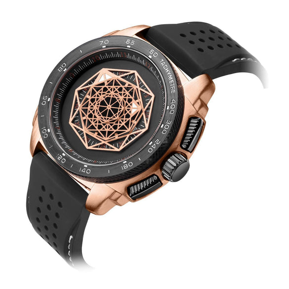 Men's Sports Multifunction Luminous Silicone Quartz Watch With Alloy Case Mineral Reinforced Glass Mirror Stainless Steel Buckle And Round Dial