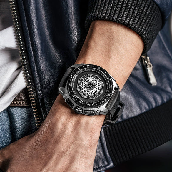 Men's Sports Multifunction Luminous Silicone Quartz Watch With Alloy Case Mineral Reinforced Glass Mirror Stainless Steel Buckle And Round Dial