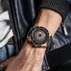 Men's Sports Multifunction Luminous Silicone Quartz Watch With Alloy Case Mineral Reinforced Glass Mirror Stainless Steel Buckle And Round Dial