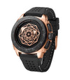 Men's Sports Multifunction Luminous Silicone Quartz Watch With Alloy Case Mineral Reinforced Glass Mirror Stainless Steel Buckle And Round Dial