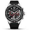 Men's Sports Multifunctional Calendar Waterproof Quartz Watch Alloy Case Silicone Strap Mineral Strengthened Glass Mirror Round Dial