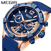Men's Sports Multifunctional Calendar Waterproof Quartz Watch Alloy Case Silicone Strap Mineral Strengthened Glass Mirror Round Dial