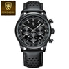 Men's Sports Multifunctional Quartz Watch With Genuine Leather Strap Alloy Case And Round Dial