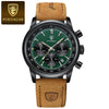 Men's Sports Multifunctional Quartz Watch With Genuine Leather Strap Alloy Case And Round Dial