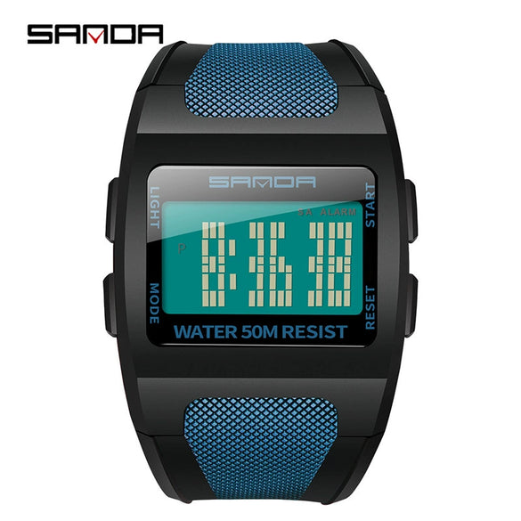 Men's Sports Outdoor Watch Resin Case Square Dial Mineral Reinforced Mirror
