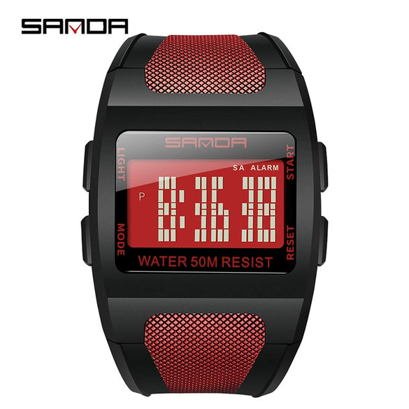 Men's Sports Outdoor Watch Resin Case Square Dial Mineral Reinforced Mirror