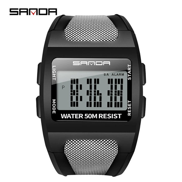 Men's Sports Outdoor Watch Resin Case Square Dial Mineral Reinforced Mirror