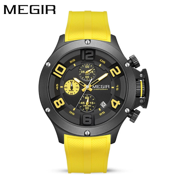 Men's Sports Quartz Watch Alloy Case Mineral Reinforced Glass Mirror Silicone Strap Stainless Steel Buckle Round Dial