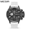 Men's Sports Quartz Watch Alloy Case Mineral Reinforced Glass Mirror Silicone Strap Stainless Steel Buckle Round Dial