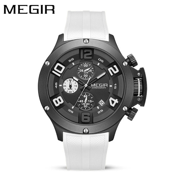 Men's Sports Quartz Watch Alloy Case Mineral Reinforced Glass Mirror Silicone Strap Stainless Steel Buckle Round Dial