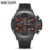 Men's Sports Quartz Watch Alloy Case Mineral Reinforced Glass Mirror Silicone Strap Stainless Steel Buckle Round Dial