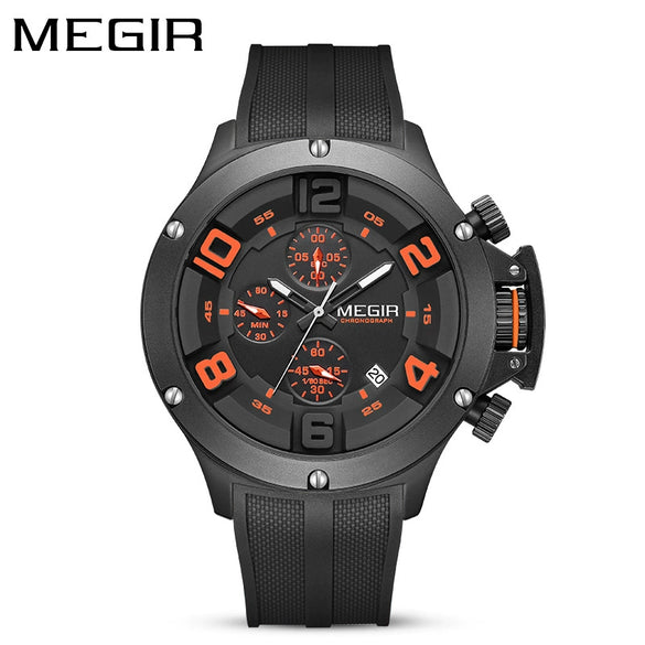 Men's Sports Quartz Watch Alloy Case Mineral Reinforced Glass Mirror Silicone Strap Stainless Steel Buckle Round Dial