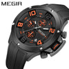 Men's Sports Quartz Watch Alloy Case Mineral Reinforced Glass Mirror Silicone Strap Stainless Steel Buckle Round Dial