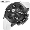 Men's Sports Quartz Watch Alloy Case Mineral Reinforced Glass Mirror Silicone Strap Stainless Steel Buckle Round Dial