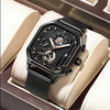 Men's Sports Quartz Watch Alloy Case Stainless Steel Strap Square Dial Leisure Style