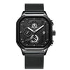 Men's Sports Quartz Watch Alloy Case Stainless Steel Strap Square Dial Leisure Style