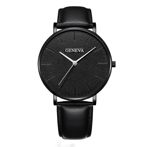 Men's Sports Style Quartz Watch Alloy Case Imitation Leather Strap Round Dial