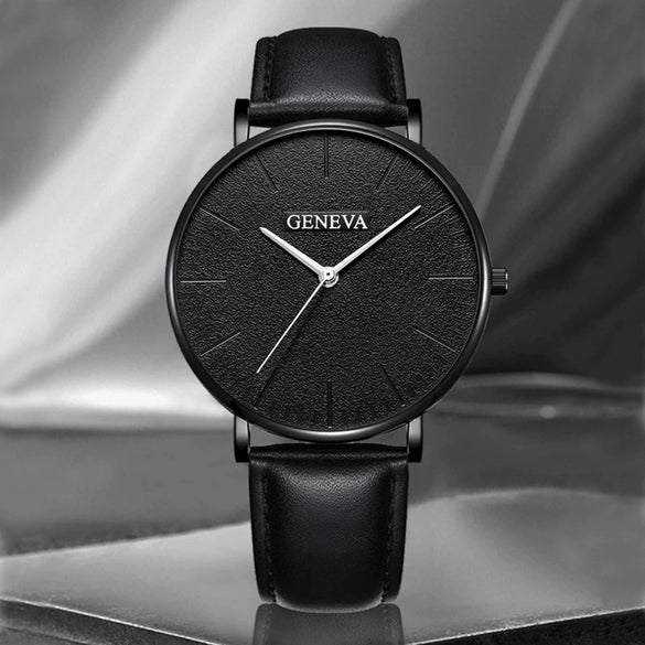 Men's Sports Style Watch Set Alloy Case Imitation Leather Strap Stainless Steel Clasp Round Dial