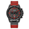 Men's Sports Watch Alloy Case Genuine Leather Strap Round Dial Titanium Metal Clasp