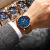 Men's Sports Watch Alloy Case Genuine Leather Strap Round Dial Waterproof Quartz