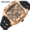 Men's Sports Watch Alloy Case Mineral Strengthened Glass Mirror Silicone Strap Barrel Shape