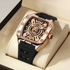 Men's Sports Watch Alloy Case Mineral Strengthened Glass Mirror Silicone Strap Barrel Shape