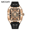 Men's Sports Watch Alloy Case Mineral Strengthened Glass Mirror Silicone Strap Barrel Shape