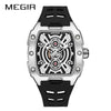 Men's Sports Watch Alloy Case Mineral Strengthened Glass Mirror Silicone Strap Barrel Shape