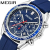 Men's Sports Watch Alloy Case Silicone Strap Mineral Reinforced Glass Mirror Round Dial Waterproof