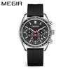Men's Sports Watch Alloy Case Silicone Strap Mineral Reinforced Glass Mirror Round Dial Waterproof