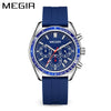 Men's Sports Watch Alloy Case Silicone Strap Mineral Reinforced Glass Mirror Round Dial Waterproof