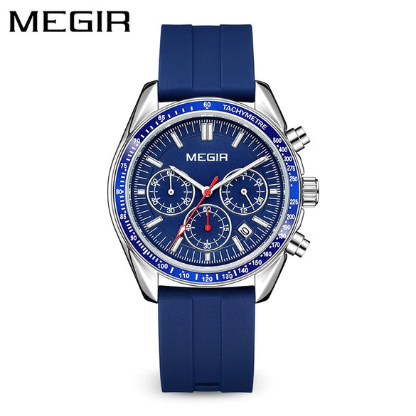 Men's Sports Watch Alloy Case Silicone Strap Mineral Reinforced Glass Mirror Round Dial Waterproof