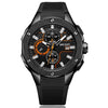 Men's Sports Watch Alloy Case Silicone Strap Quartz Movement Round Dial