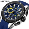 Men's Sports Watch Alloy Case Silicone Strap Quartz Movement Round Dial