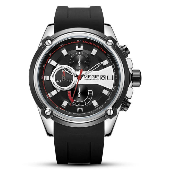 Men's Sports Watch Alloy Case Silicone Strap Round Dial