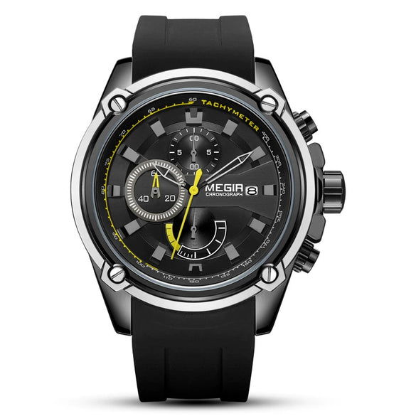 Men's Sports Watch Alloy Case Silicone Strap Round Dial