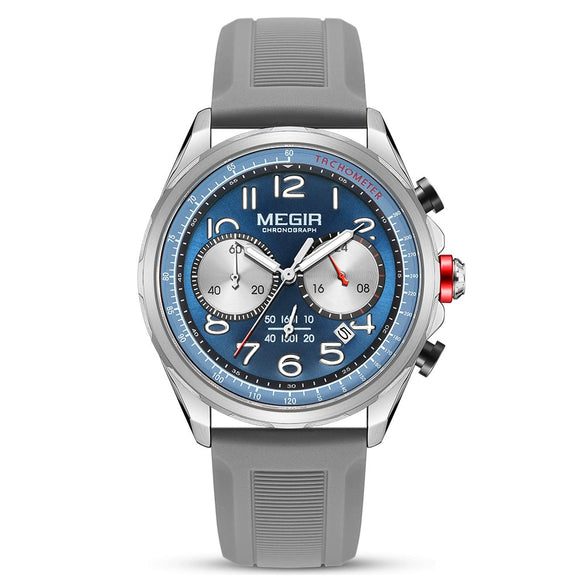 Men's Sports Watch Alloy Case Silicone Strap Stainless Steel Buckle Round Dial