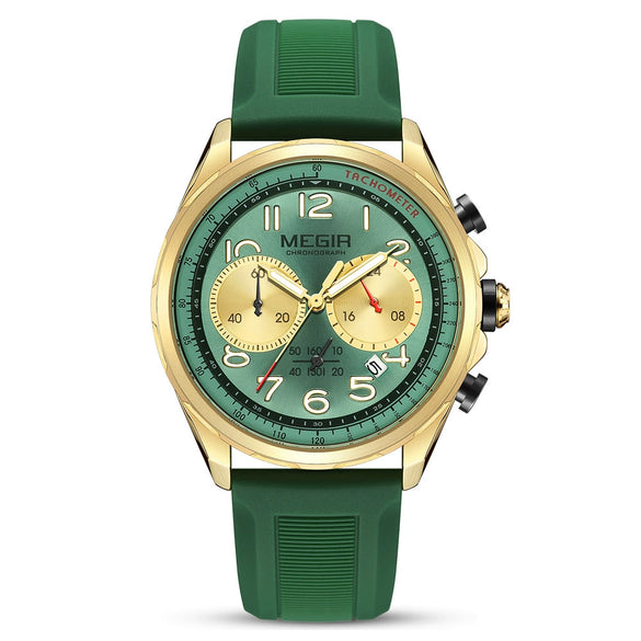 Men's Sports Watch Alloy Case Silicone Strap Stainless Steel Buckle Round Dial