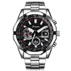 Men's Sports Watch Alloy Stainless Steel Round Dial Waterproof Luminous Onion Crown