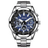 Men's Sports Watch Alloy Stainless Steel Round Dial Waterproof Luminous Onion Crown
