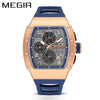 Men's Sports Watch Barrelshaped 316 Stainless Steel Case Silicone Strap Mineral Reinforced Glass Mirror