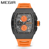 Men's Sports Watch Barrelshaped 316 Stainless Steel Case Silicone Strap Mineral Reinforced Glass Mirror