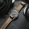 Men's Sports Watch Chronograph Calendar Luminous Waterproof Genuine Leather Strap Alloy Case Round Dial