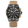 Men's Sports Watch Chronograph Calendar Luminous Waterproof Genuine Leather Strap Alloy Case Round Dial