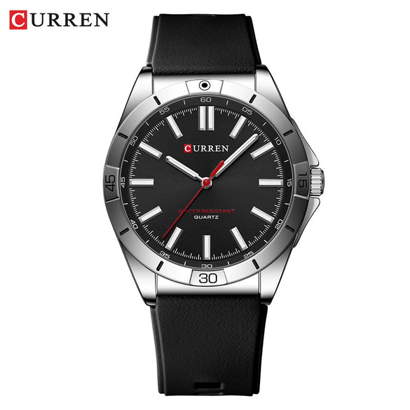 Men's Sports Watch Metal Case Silicone Strap Stainless Steel Buckle Round Dial Quartz Glass Mirror